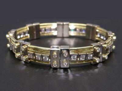 Pre-owned Nsg 0.4cts Round Cubic Zirconia Men's Statement Bracelet 925 Silver Free Stud 8" In White