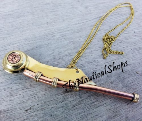 Brass Copper Bosun Whistle Call Pipe New US Navy Reproduction Gift handmade 
