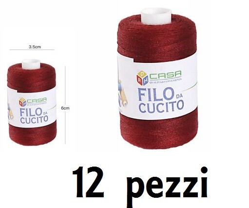 Set 12 Pz Filati Rocchetto Filo Da Cucito Sarto 3,5x6cm Rosso 64406-7 dfh