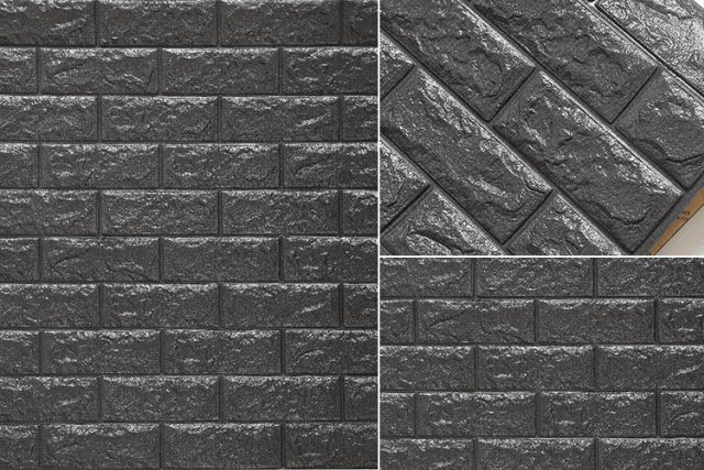 Pannello Spugna 3d Mattoni Nero Adesivo Pareti Sfondo Casa Muri 30x60cm dfh