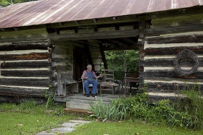 John Herbert weaves baskets,dogtrot log cabin,Cherokee,Colbert County,Alabama,6