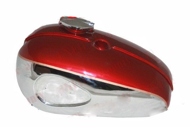 BSA A65 Maroon Chrome Plated Petrol Tank With Cap 1968-69 US Specs 2 Gallon 