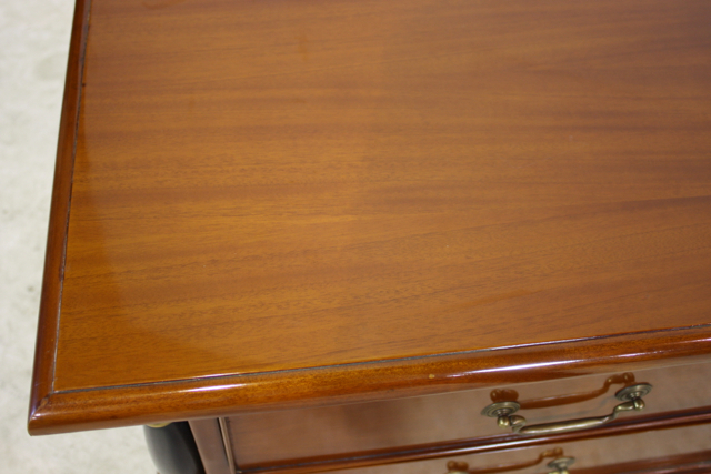 Empire style mahogany coffee table in walnut finish with drawers