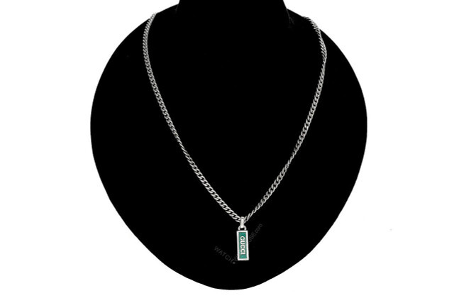 Pre-owned Gucci Sterling Silver Tag Necklace With Enamel Necklace Ybb67871400100u