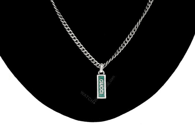 Pre-owned Gucci Sterling Silver Tag Necklace With Enamel Necklace Ybb67871400100u