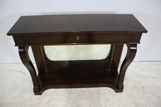 Mahogany wood empire wall console with mirrored back in espresso finish