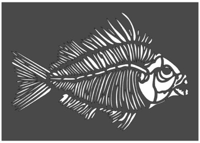 7''x10'' Clear Plastic Stencil - Skeleton Fish Piranha (SD342)*****