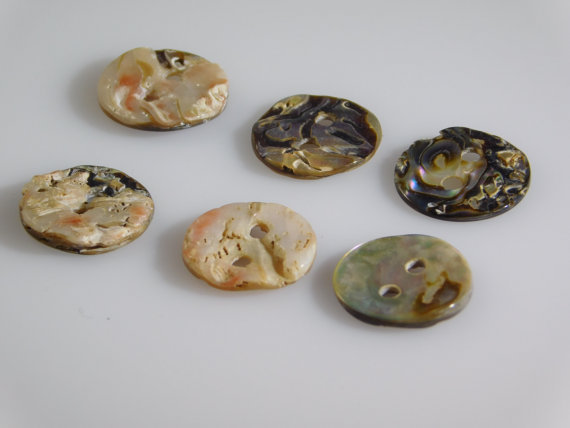 Abalone Buttons 15mm (Set of 6 Mother of Pearl Antiques) Handmade Sewing Crafts