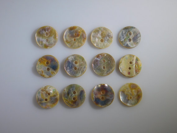 Abalone Buttons 20mm (Set of 12 Mother of Pearl Antiques) Handmade Sewing Crafts