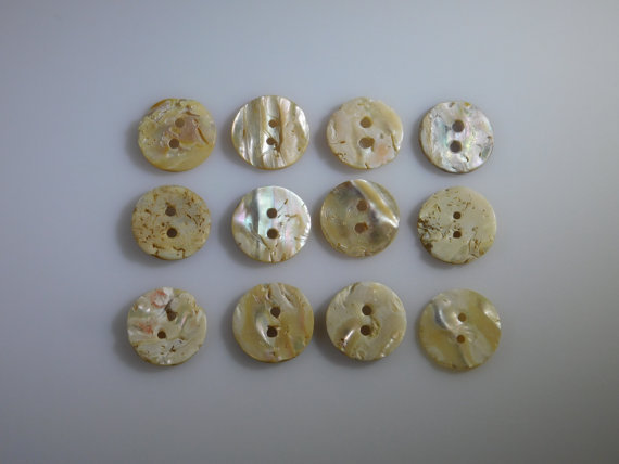 Abalone Buttons 20mm (Set of 12 Mother of Pearl Antiques) Handmade Sewing Crafts