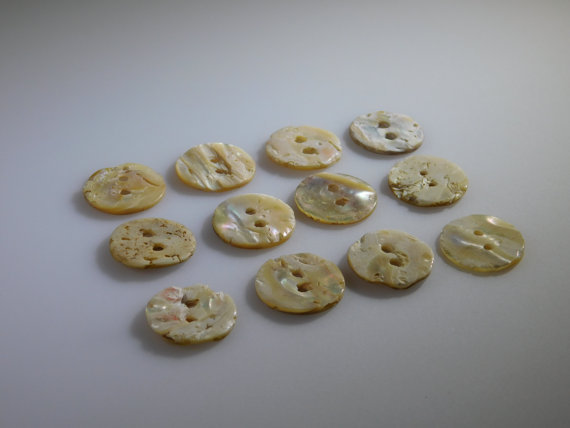 Abalone Buttons 20mm (Set of 12 Mother of Pearl Antiques) Handmade Sewing Crafts