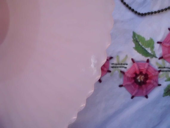 Antique Art Deco Pink Depression Glass Chandelier Original Simple Light Fixture