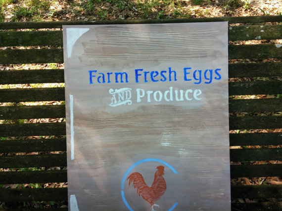 Farm Fresh Eggs Canvas Painting Stencil Art Kitchen Farm Original Damaged