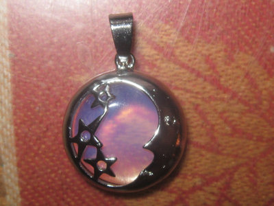 Blue Sea Opal Moon And Star Silver Opalite Disc Moonstone Pendant Charm Necklace