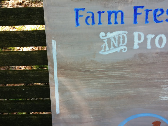 Farm Fresh Eggs Canvas Painting Stencil Art Kitchen Farm Original Damaged