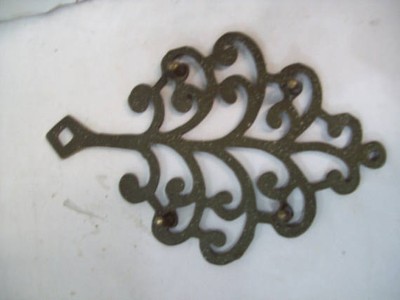 Vintage Antique Gold Cast Iron Scroll Trivet Wall Decor  B5