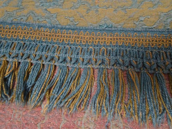 Vintage Bedspread Heavy Blanket With Fringe 90