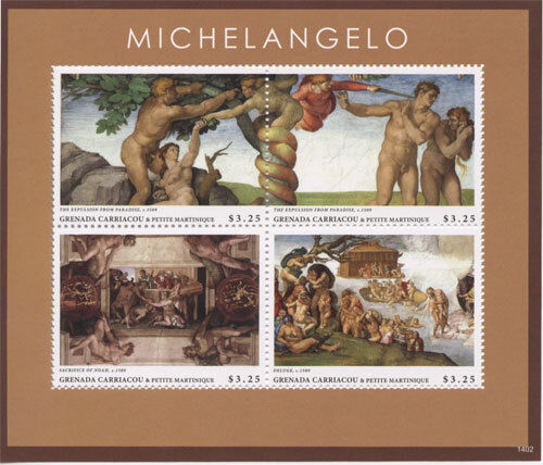 Grenadines 2014 - Michelangelo Sistine Chapel - Sheet of 4 Stamps Scott 2868 MNH