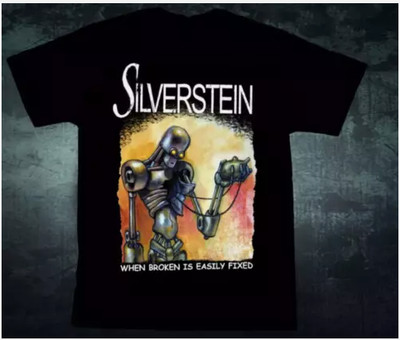 Vtg Silverstein When Broken Is Easily Fixed Cotton Black Full Size Shirt