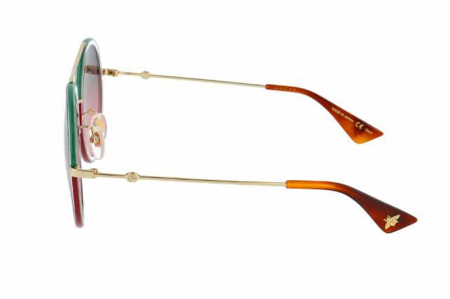 Pre-owned Gucci Gold / Green Gradient Women's 56mm Sunglasses Gg0061s-022 56