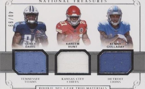 2017 Panini National Treasures Corey Davis Kareem Hunt Kenny Golladay #8