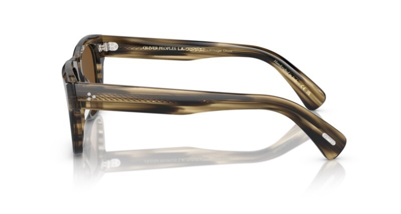 Pre-owned Oliver Peoples 0ov5524su Birell Sun 1719g8 Olive Smoke 52mm Men's Sunglasses In Cognac Mirror