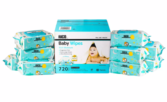 RICO Baby Wipes, Soft Pack With Easy Flip-Top Lid, Ultra Moisturizing, 720-Count