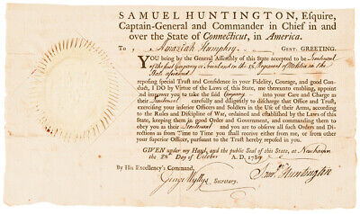SAMUEL HUNTINGTON, Ct. Governor, Decl. Signer + Continental Congress President