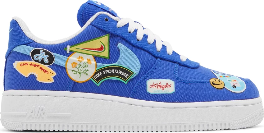 

Мужские кроссовки Nike Air Force 1 07 Low Patched Up Los Angeles сине-белые DX2304-400 8,5, Синий, Nike Air Force 1