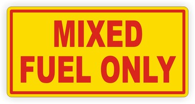 2.5 x 5-inch Mixed Fuel Only Vinyl Decal Sticker / Label Fuel Oil 2 Stroke Bike