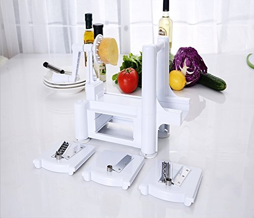 New Spiral Vegetable Slicer 3 Blade Stainless Steel Slice Shred & Curl Mandolin