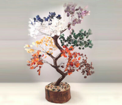 HANDMADE 7 CHAKRA CRYSTAL TYPES GEMSTONES TREE GEM TREE HEALING REIKI 300 STONE