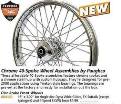 Paughco 16 '' x 3 '' 40 Spoke Front Wheel 3/4 Axle Harley Softail 84-99  225-S40F