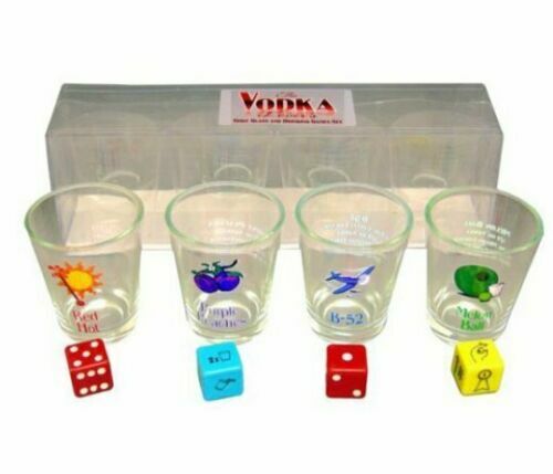  Vodka Lovers Shot Glass Game Includes 4 Glasses and Dice by Kheper Games NEW