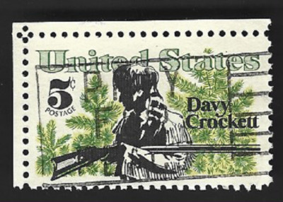 Scott# 1330 5c DAVY CROCKETT with ''PRAY FOR PEACE'' Slogan Cancel - (A-1)