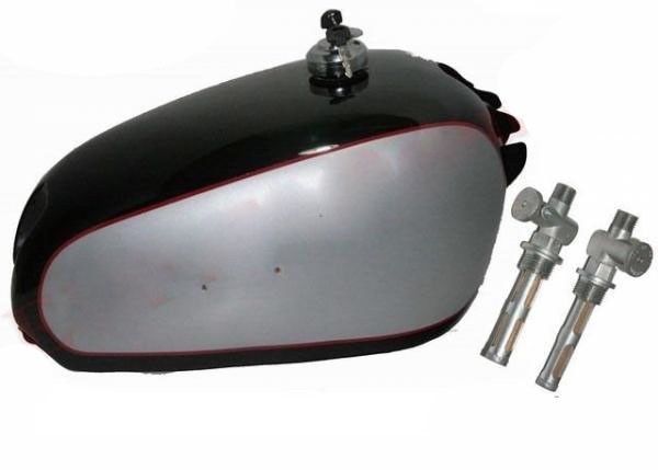 New 1950 BSA Golden Flash A10 Black Silver Fuel Petrol Tank With Tap & Cap 