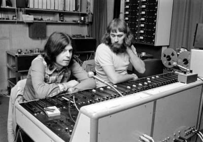 Tony VISCONTI with engineer Freddy Hansson recording T Rex at Rose- Old Photo