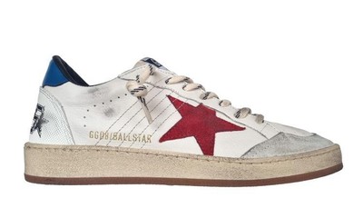 Pre-owned Golden Goose Vintage Ball Star Herrenschuhe 11716 Weiss, Rot Und Blau In Weiss + Blue + Rot