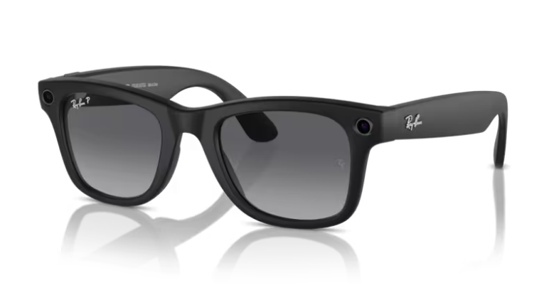 Pre-owned Ray Ban Ray-ban Meta Wayfarer Smart Glasses Matte Black Polarized Gradient Graphite