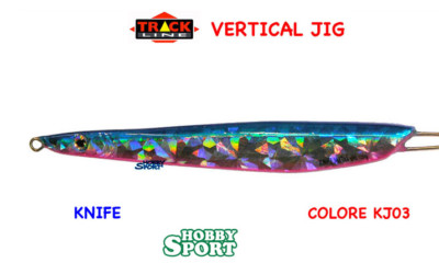 VERTICAL JIG KNIFE 80 GR COL. KJ03  BLU-PINK HOLO  TRACK LINE RICCIOLA CERNIA