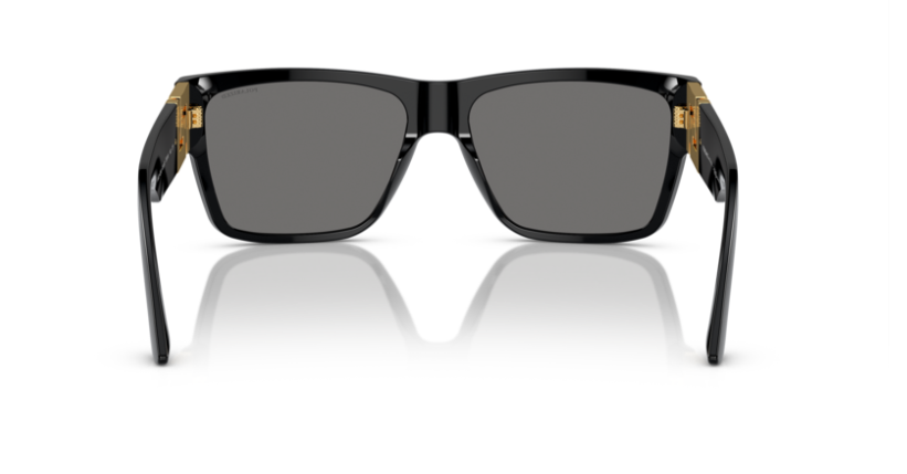 Pre-owned Versace 0ve4296 Gb1/81 Black/dark Grey Polarized 59mm Square Men's Sunglasses In Gray