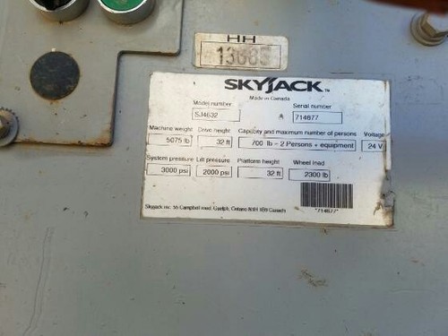 SkyJack SJIII 4632 Electric Slab Scissor Lift up 32 feet jlg genie