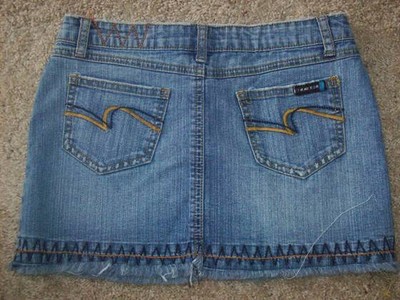 Tractor Brand Distroyed Painted Fish Blue Jeans Skirt Girls Size 14 @ cLOSeT