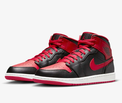 NIKE Air Jordan 1 Mid 赤黒白 8.5 2024年製USED Nike Air Jordan 1 Mid SE Shoes Black Fire Red White DQ8417