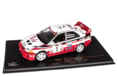 Mitsubishi Lancer Evo V WRC Rally Sanremo 1998 Makinen 1:43 IXO MODEL CAR RAM521