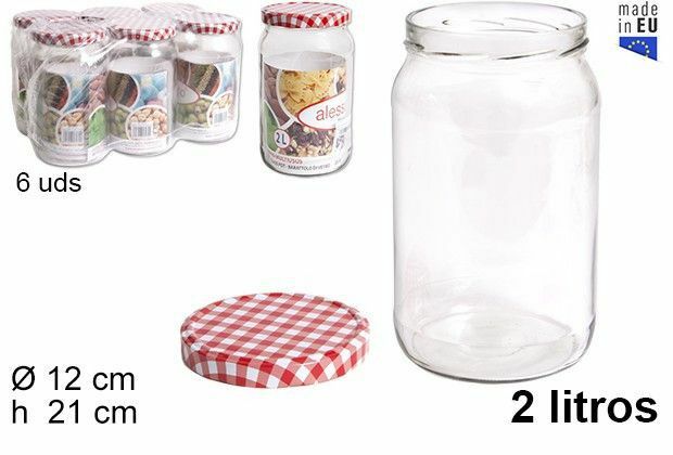 Set 6 Pezzi Contenitore Barattolo In Vetro Con Coperchio Barattolini 2 LT dfh