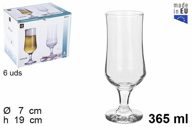 Set Servizio 6 Bicchieri Birra Ariadne Vetro 365ml bal