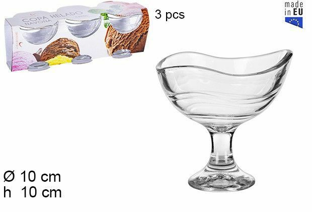 Set Servizio 3 Pezzi Coppe Bicchieri In Vetro Navona Per Gelato dfh