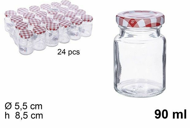 Set 24 Pezzi Contenitore Barattolo In Vetro Con Coperchio Barattolini 90ml dfh
