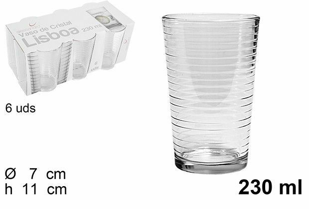 Set Servizio 6 Pezzi Bicchieri Vetro Lisboa 230ml Acqua Bevande bal
